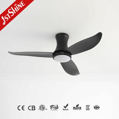 Black Flush Mount Ceiling Fan With Dimmable LED Light OEM/ODM
