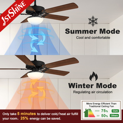 5*MDF Blades Living Room Ceiling Fan Electric Cold Air E27 LED Chandelier Fan