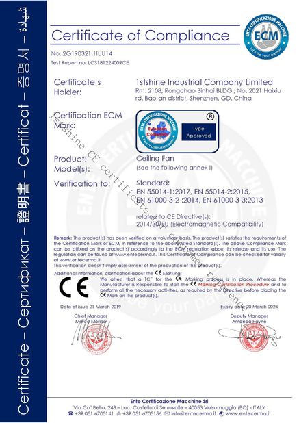 চীন 1stshine Industrial Company Limited সার্টিফিকেশন