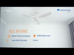 হালকা ডিসি মোটর 3 প্লাস্টিক ব্লেড সাদা LED সিলিং ফ্যান সহ জলরোধী সিলিং ফ্যান