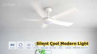 আধুনিক সাদা সিলিং ফ্যান শান্ত LED আলো
