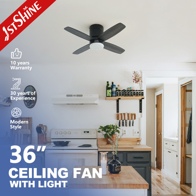 গুণ  36 Inch Modern Led Invisible Ceiling Fan Mini 4 Plywood Blades Low Profile Dimming Light কারখানা